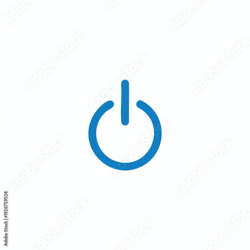 Blue Power Button Icon on White