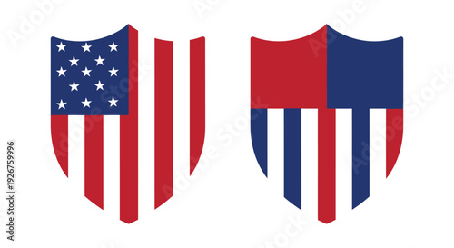 American flags depicted in shield shapes as a striking silhouette