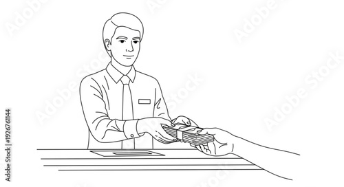 Man Working at Desk with Papers.