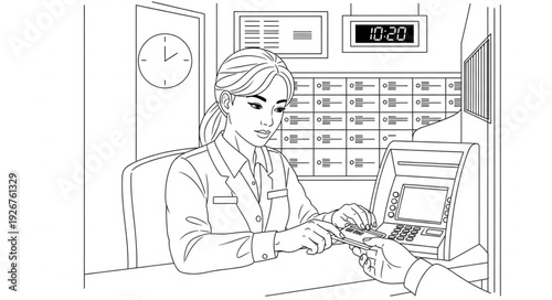 Man Working at Office Desk.