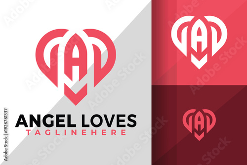 Letter A Heart Logo Logos Design Element Stock Vector Illustration
