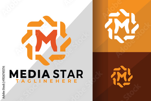 Letter M Star Logo Logos Design Element Stock Vector Illustration