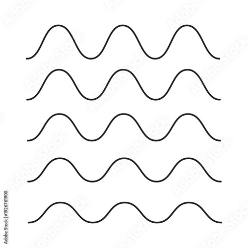 Vector wavy and zigzag horizontal underline. Set of waves line. Collection of wavy lines. Wave ornament pattern. Wave thin black line background.