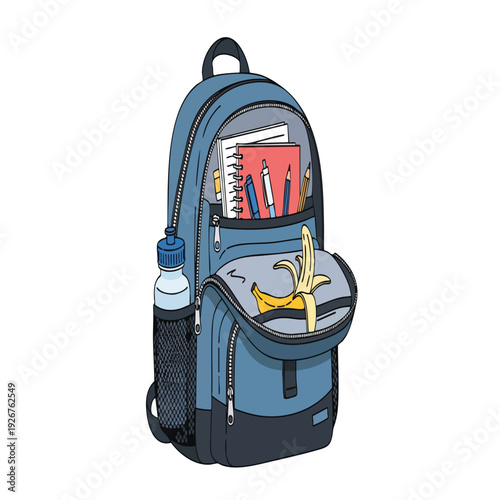 Blue Backpack with School Supplies