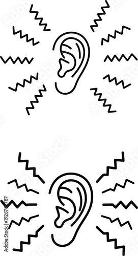 Hearing loss concept with human ear and sound waves
