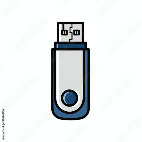 Silver and Blue USB Drive Illustration