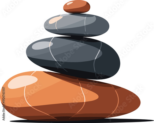 Картината върху платно Balanced Zen Stone Stack Illustration Representing Meditation Harmony Relaxation