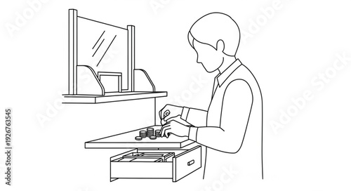 Man Working on Office Desk.