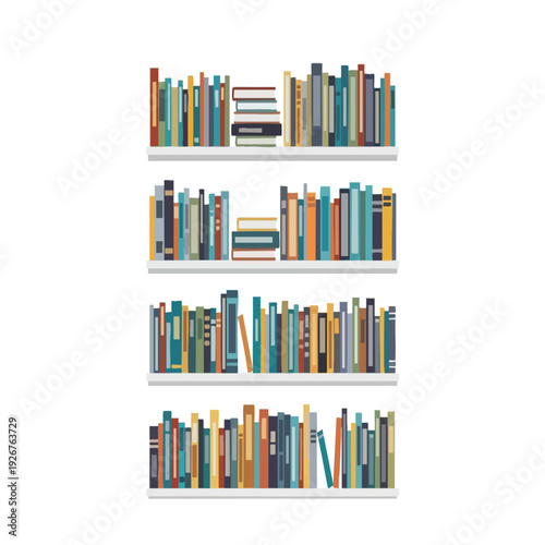 Colorful Bookshelves with Books