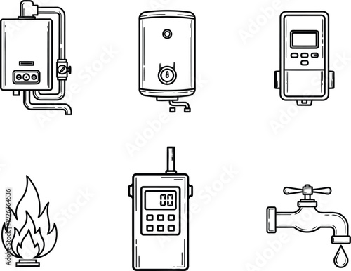 Water heater and plumbing system components with control panel and faucet