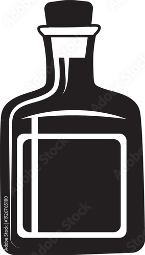 Vintage alcohol bottle black icon. Drink logo