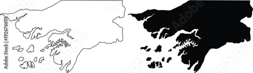 Guinea Bissau Map Outline And Solid Fill With Islands
