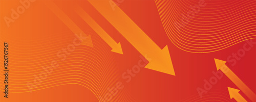 Modern orange creative economy investment report chart arrow up illustration background