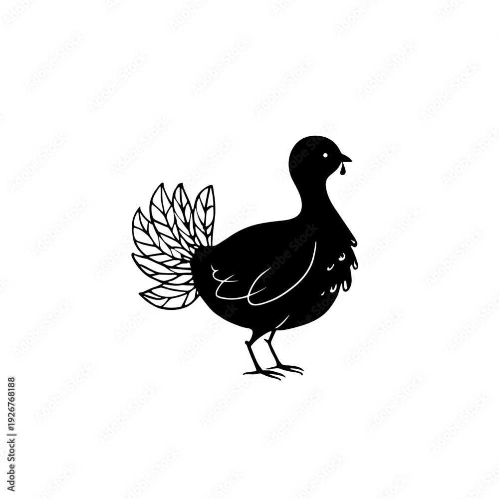 Fototapeta premium turkey. turkey simple black and white line art vector logo