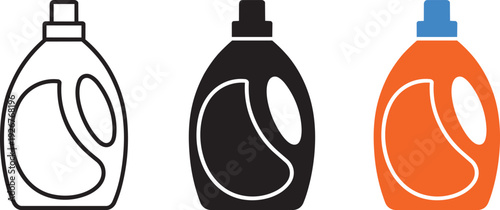 Detergent bottle with handle and cap, laundry liquid container, blue cap, orange