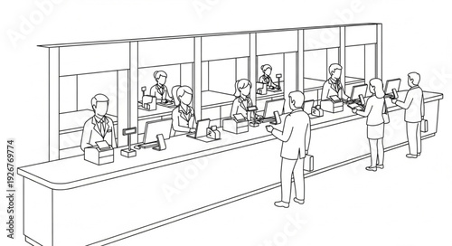 Office Cubicles with People Working.