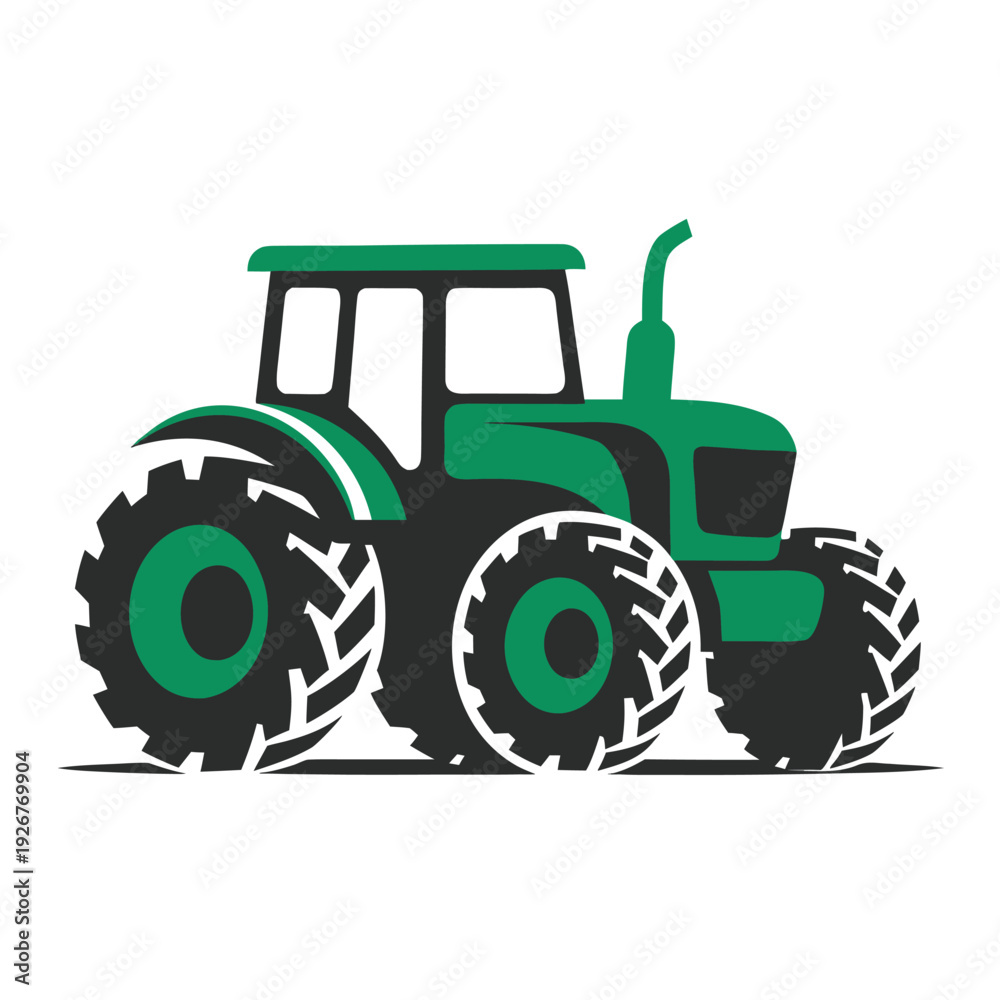 Obraz premium Green and black tractor with large wheels on a white background farm agriculture