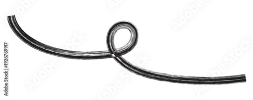 Black line of paint texture isolated on transparent background. Hand drawn black line. 