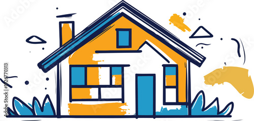 Building vector colorful and beautiful illustration art design of a house on white background 