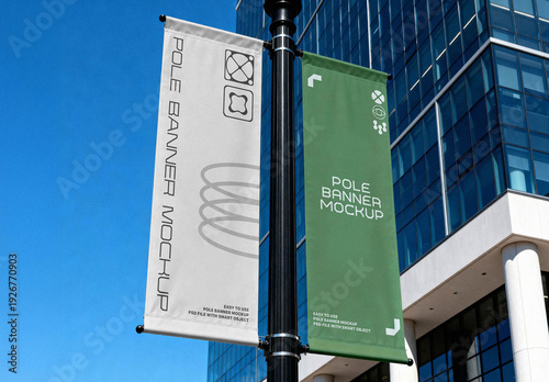 Outdoor Double Pole Banner Mockup
