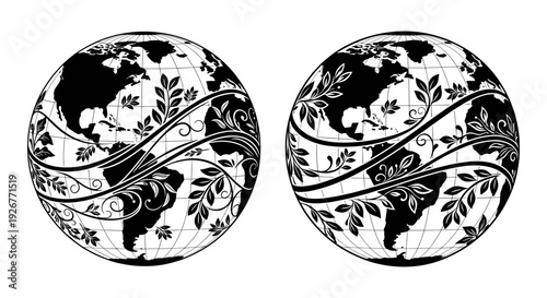 Illustration of earth's magnetic field lines and van allen radiation belts around the planet Vector, illustration