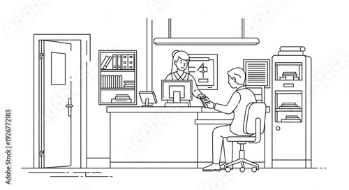 Office Worker at Computer Desk.