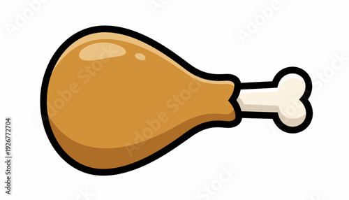 Savory golden brown cooked chicken drumstick illustration, perfect as a delicious food icon