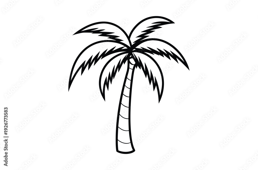 Obraz premium A simple black and white line drawing of a tropical palm tree