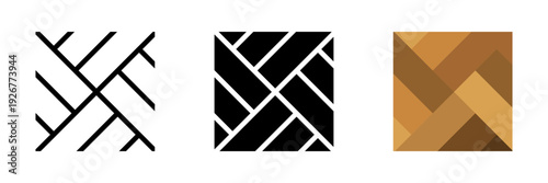 Wood parquet icon, floor tile background