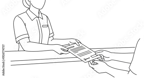 Person Signing Document at Desk.