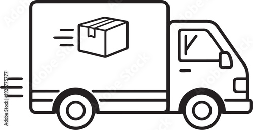Swift delivery, illustrated as a truck transports a package with a sense of urgency. Capturing the essence of logistics.
