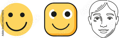 Evolution of facial expressions from simple emoji to detailed human portrait