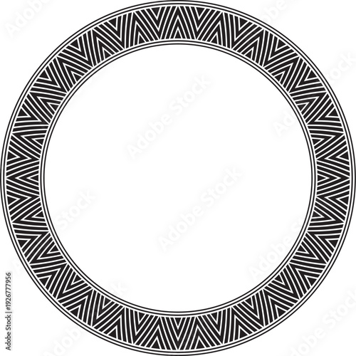 Vector monochrome black round Yakut ornament. Endless circle, border, frame of the northern peoples of the Far East.