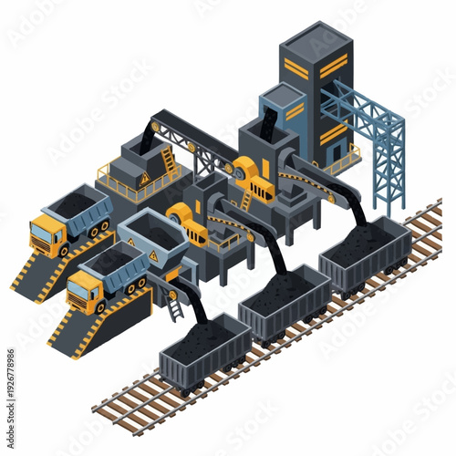 Industrial Mining Equipment and Railway System.
