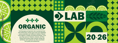 Food geometric mosaic with fruit organic for pattern summer leaf.