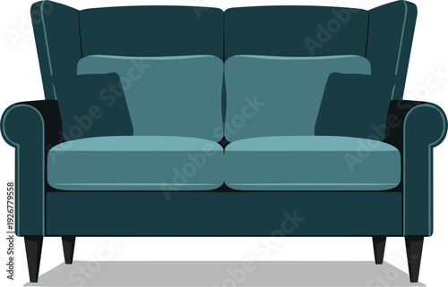 Modern comfortable sofa couch with cushions living room furniture interior design vector illustration isolated