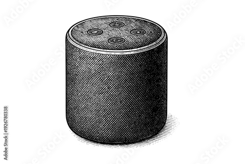 Vintage style smart speaker engraving with classic detailing