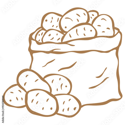 vector illustration of a potatoes in sack