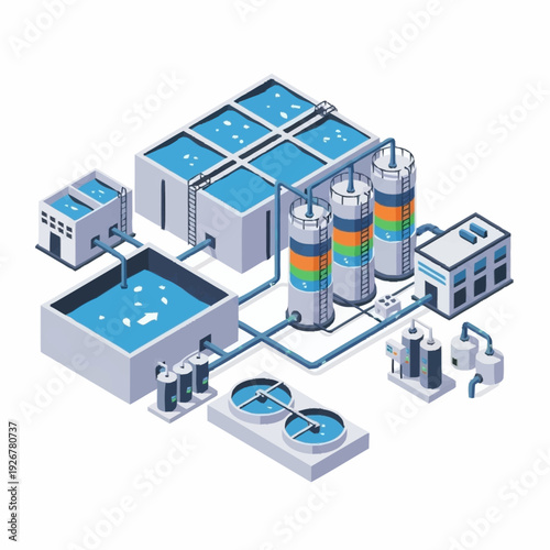 Water Treatment Plant Facility Infrastructure Diagram.
