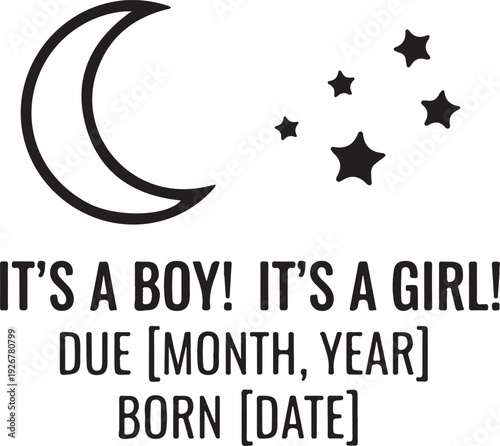 Adorable moon and stars baby name sign design perfect for nursery decor, baby room wall art, and personalized gifts.