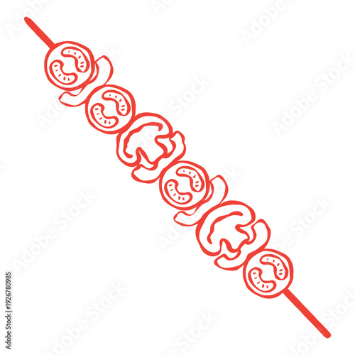 hand drawn of bbq skewer