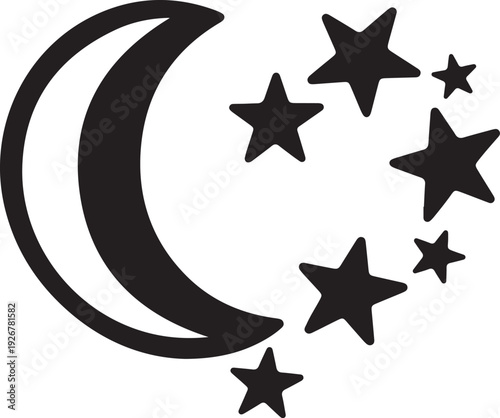 Adorable moon and stars baby name sign design perfect for nursery decor, baby room wall art, and personalized gifts.