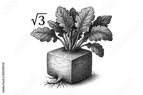 Mathematical turnip: cube root design with botanical details