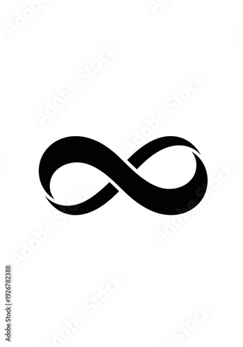 Black infinity symbol on a white background signifying limitless possibilities