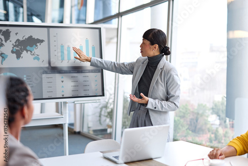 Wallpaper Mural Group of young business people having a meeting or presentation and seminar with digital display whiteboard in the office. Portrait of a young businesswoman leader Torontodigital.ca