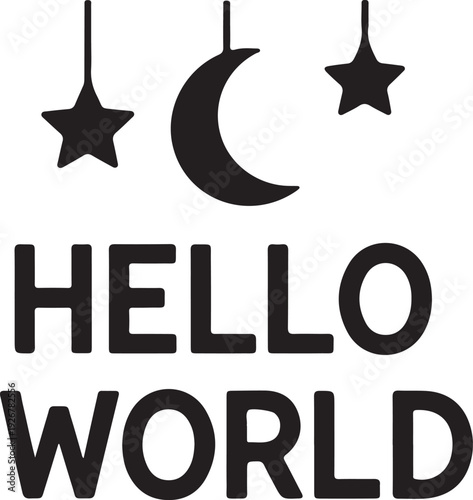 Adorable moon and stars baby name sign design perfect for nursery decor, baby room wall art, and personalized gifts.