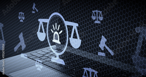 Alerta legal y sistema de emergencia judicial concepto de justicia rapida y notificaciones de policia en el entorno digital de leyes modernas
