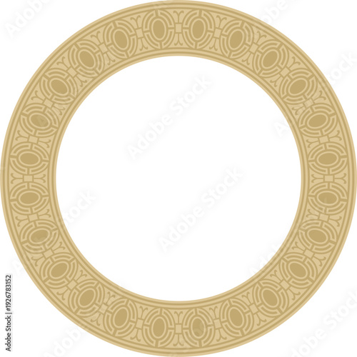 Vector round European gold ornament. Endless pattern, circle, ring of the Middle Ages. Revival border. Decorations of palaces and churches.