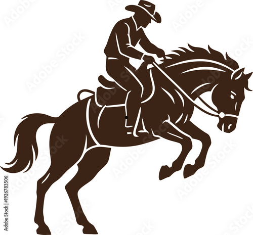 Cowboy Riding Bucking Horse Silhouette Symbolizing Rodeo, Western Culture, and Adventure