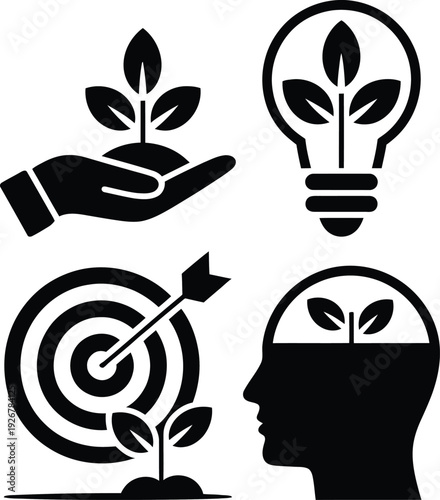 Illustrating growth, innovation, and strategic thinking through symbolic imagery